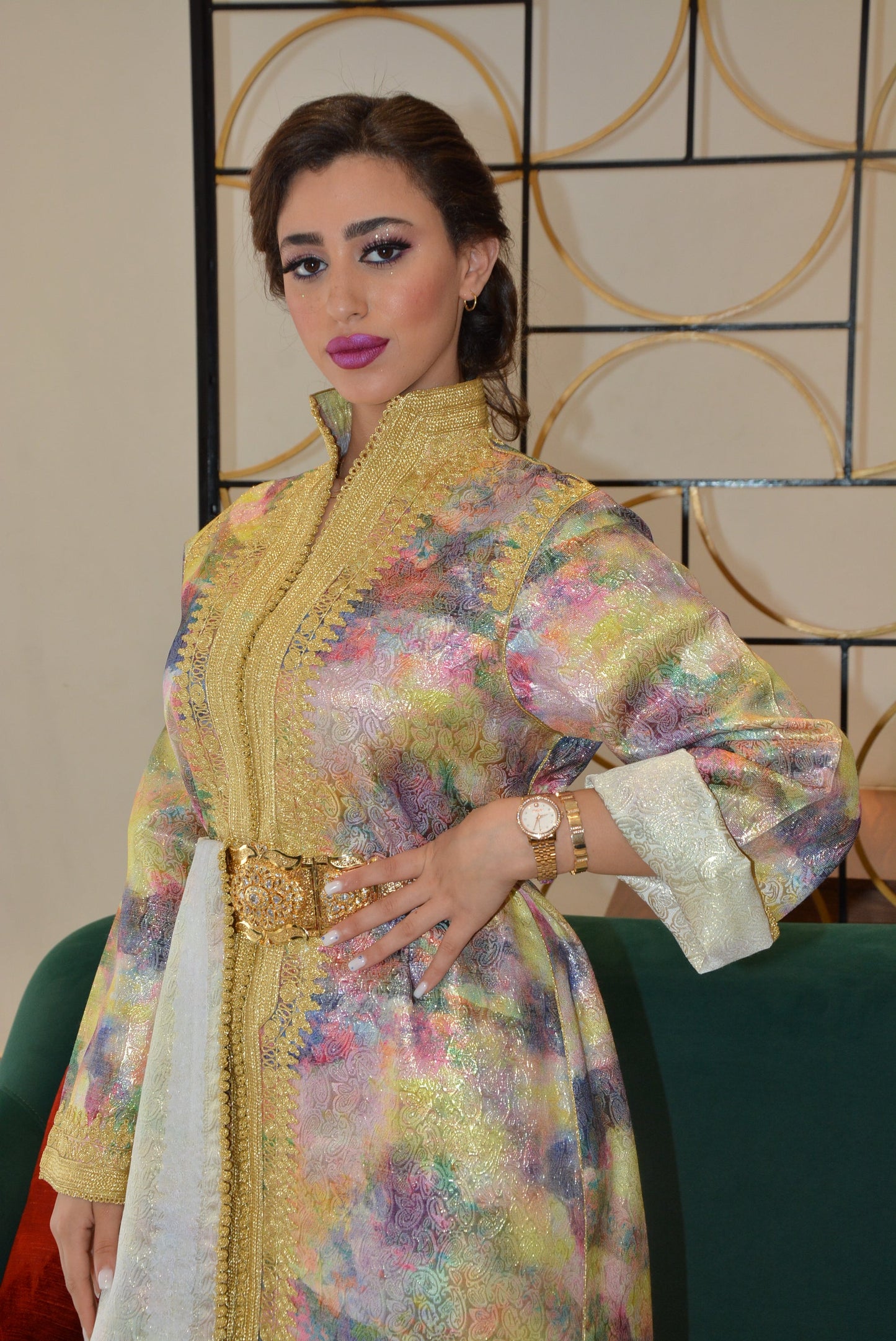 Caftan en brocard facon sfifa et zwaq mâalem Piece unique