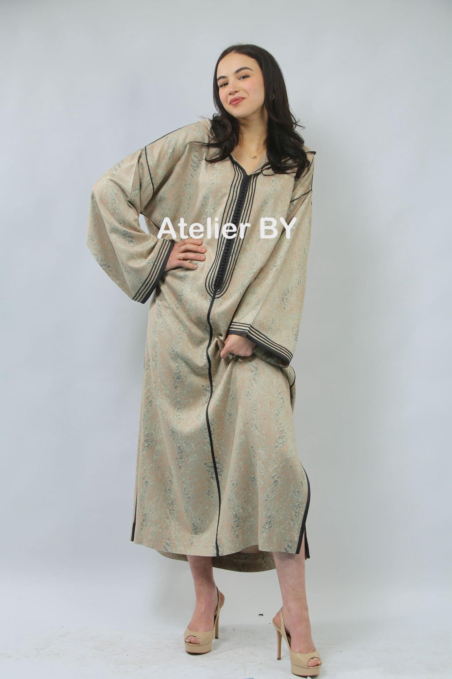 Jellaba Traditionnelle en Kemkha Cachemire – Raffinement Subtil