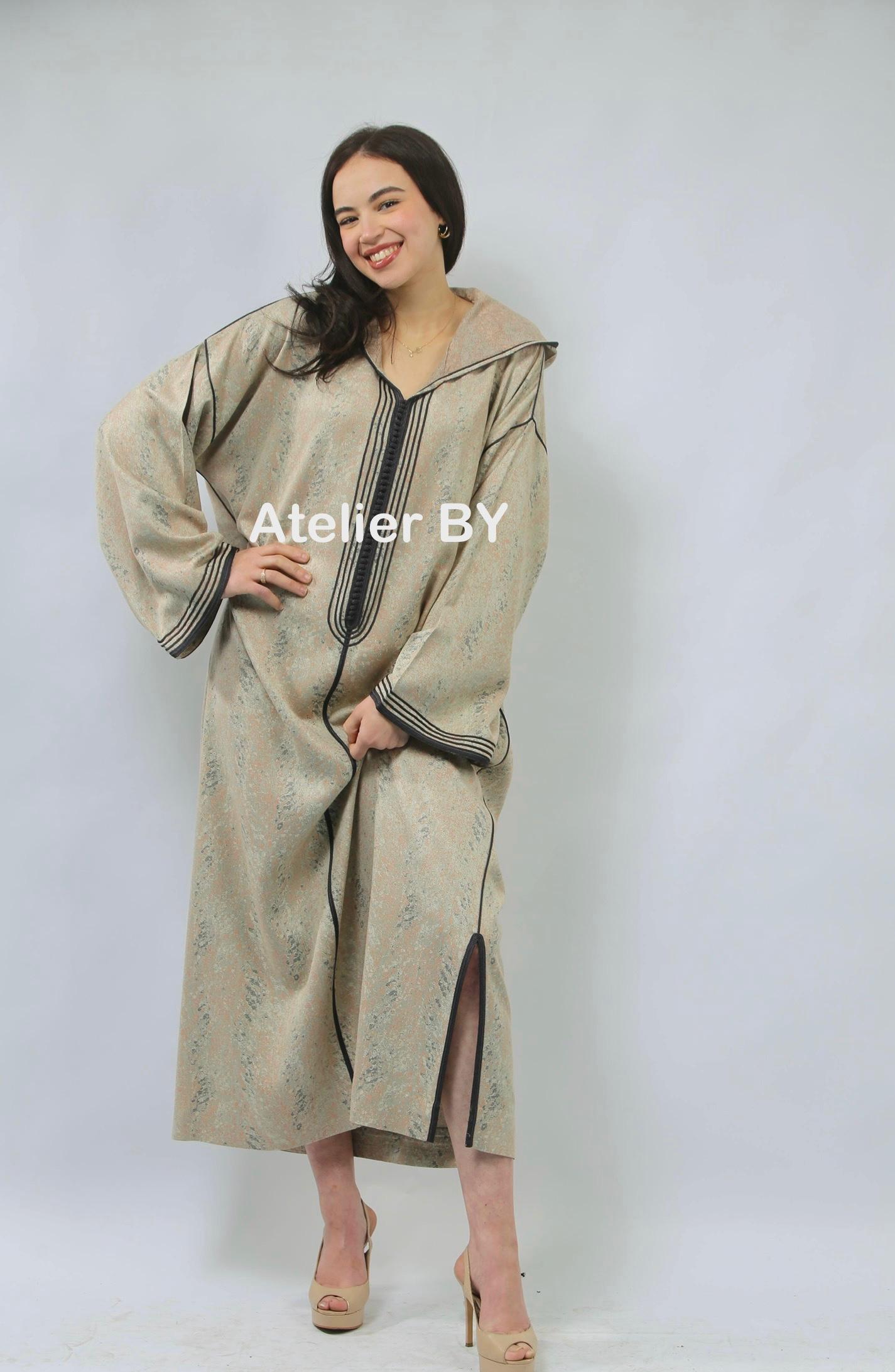 Jellaba Traditionnelle en Kemkha Cachemire – Raffinement Subtil