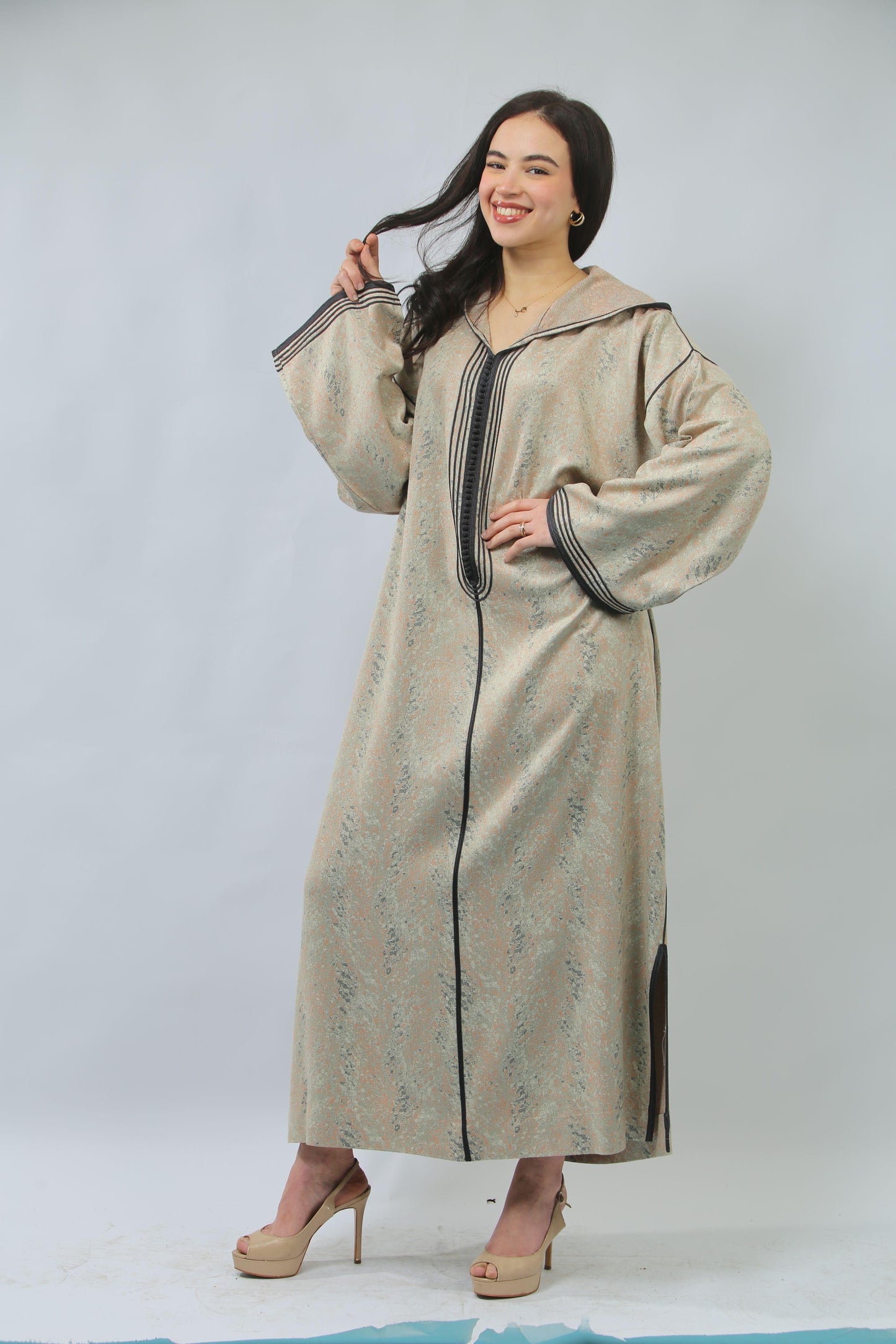 Jellaba Traditionnelle en Kemkha Cachemire – Raffinement Subtil